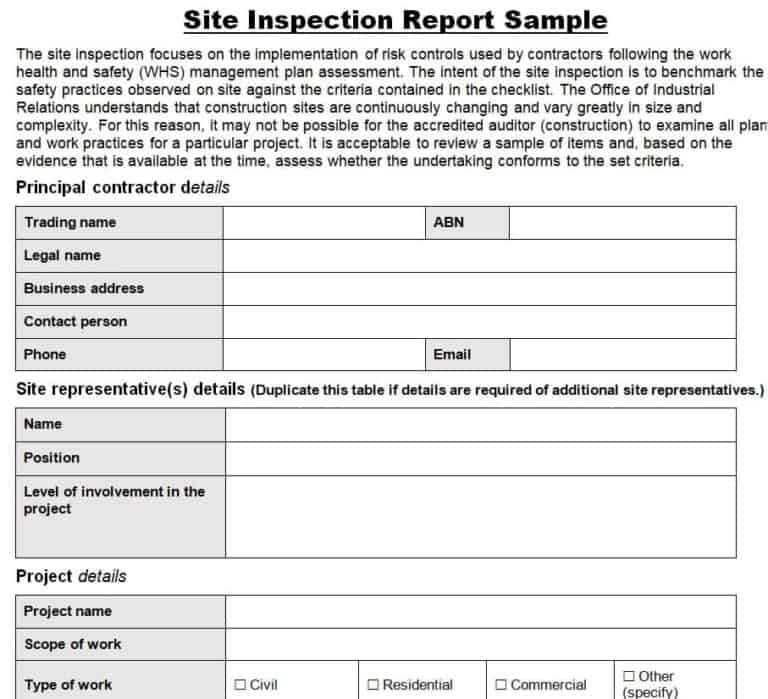 Editable Inspection Report Templates Writing Word Excel Format