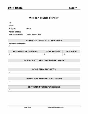 5+ Weekly Status Report Template - Word Excel Formats - Writing Word ...