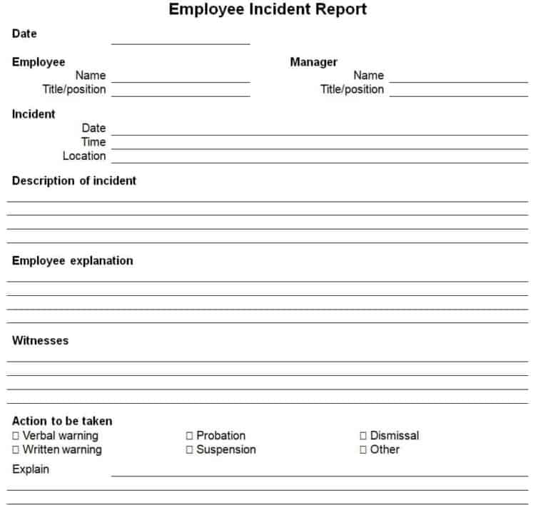 15+ Useful Employee Incident Report Templates - Writing Word Excel Format