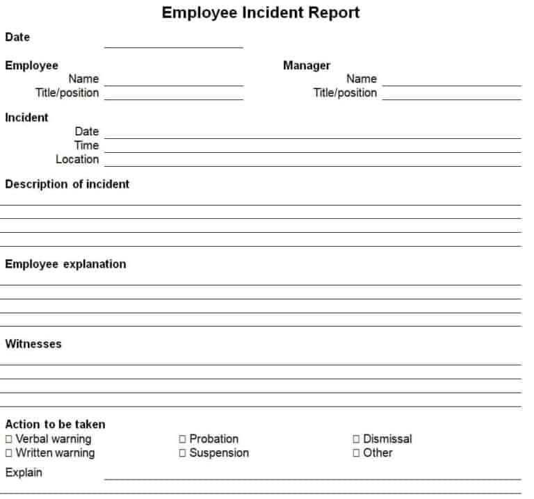 15+ Useful Employee Incident Report Templates - Writing Word Excel Format