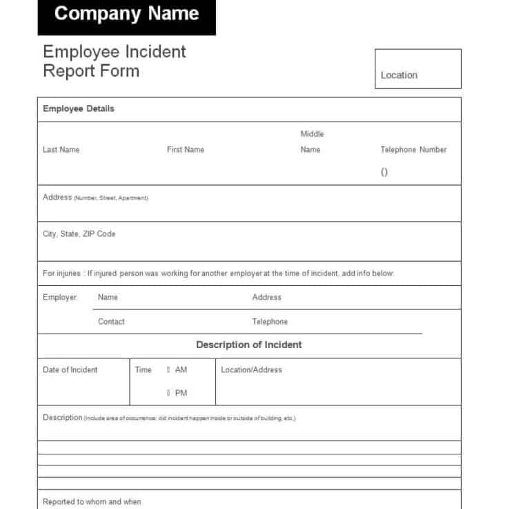 15+ Useful Employee Incident Report Templates - Writing Word Excel Format