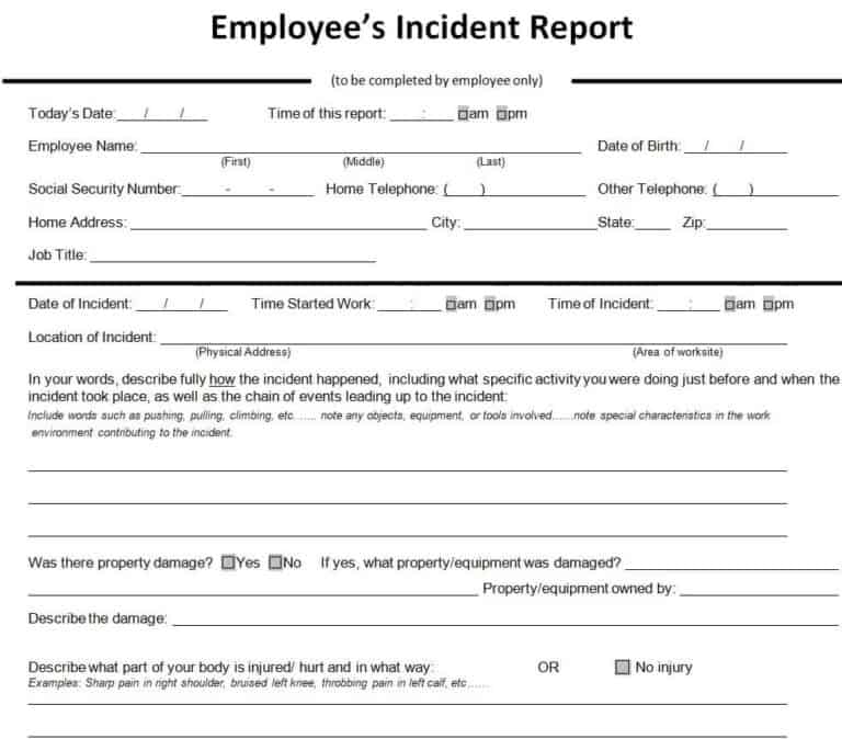 15+ Useful Employee Incident Report Templates - Writing Word Excel Format