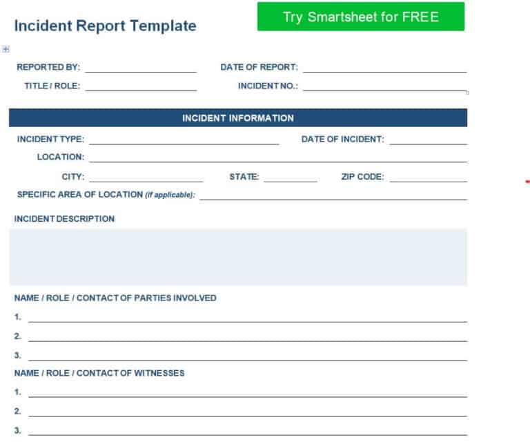 18+ Sample Incident Report Templates in MS WORD - Writing Word Excel Format