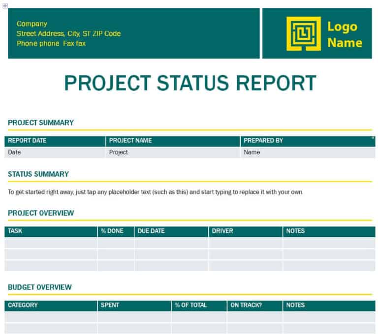 16+ FREE Project Status Report Templates [WORD & EXCEL] - Writing Word ...