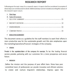 Top 17 Printable Research Report Templates [PDF & WORD] - Writing Word ...