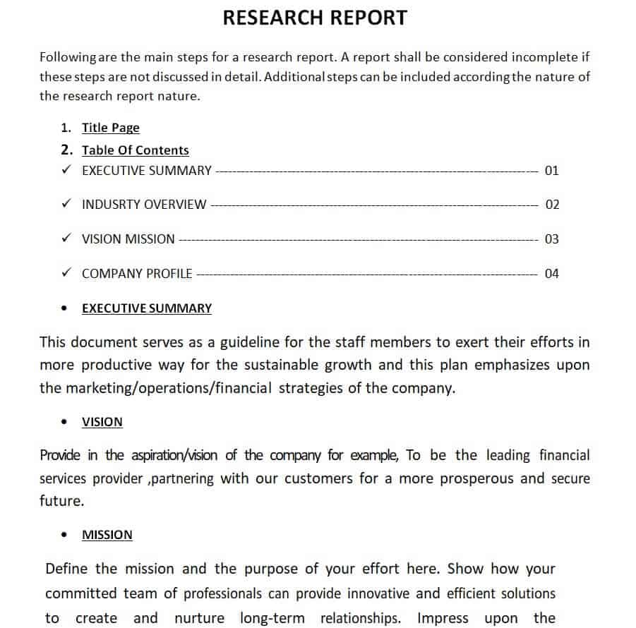 research report template word