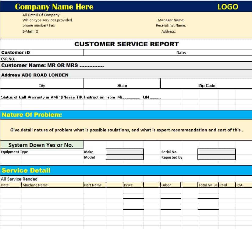  Hvac Service Report Template 