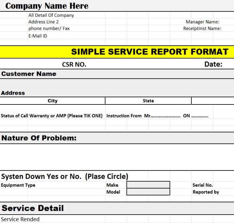 Service Report Word Template