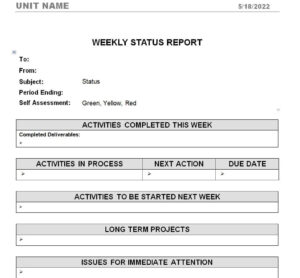 Top 15 Weekly Status Report Templates - Word Excel Formats - Writing ...